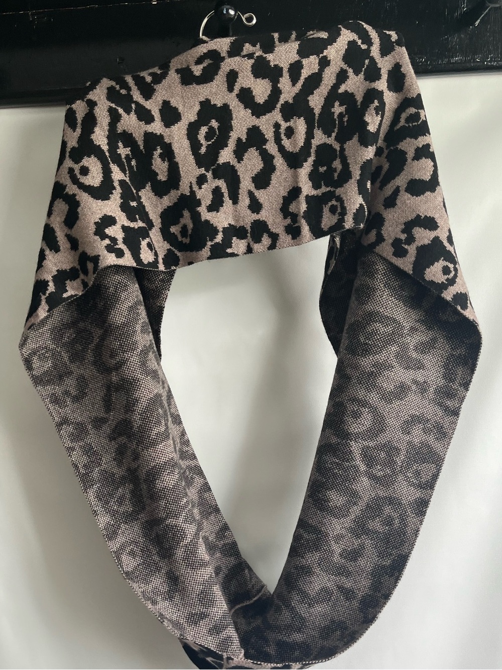 BCBGMaxAzria Taupe and Black Leopard Infinity Scarf